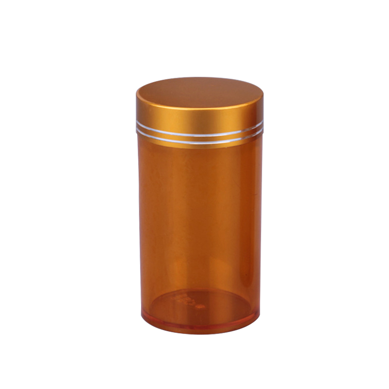 160ml  orange amber cylinder PS healthcare plastic pill bottlePS-018