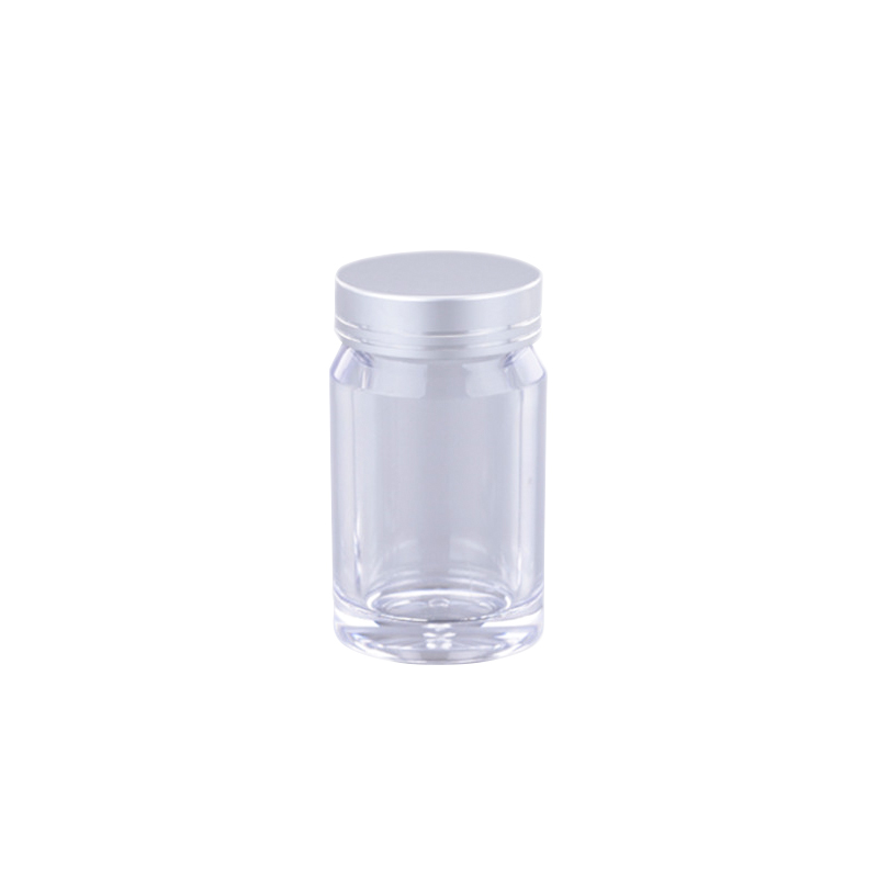  80ml ps plastic bottle capsule container, plastic pill bottle with silver cap PS-022