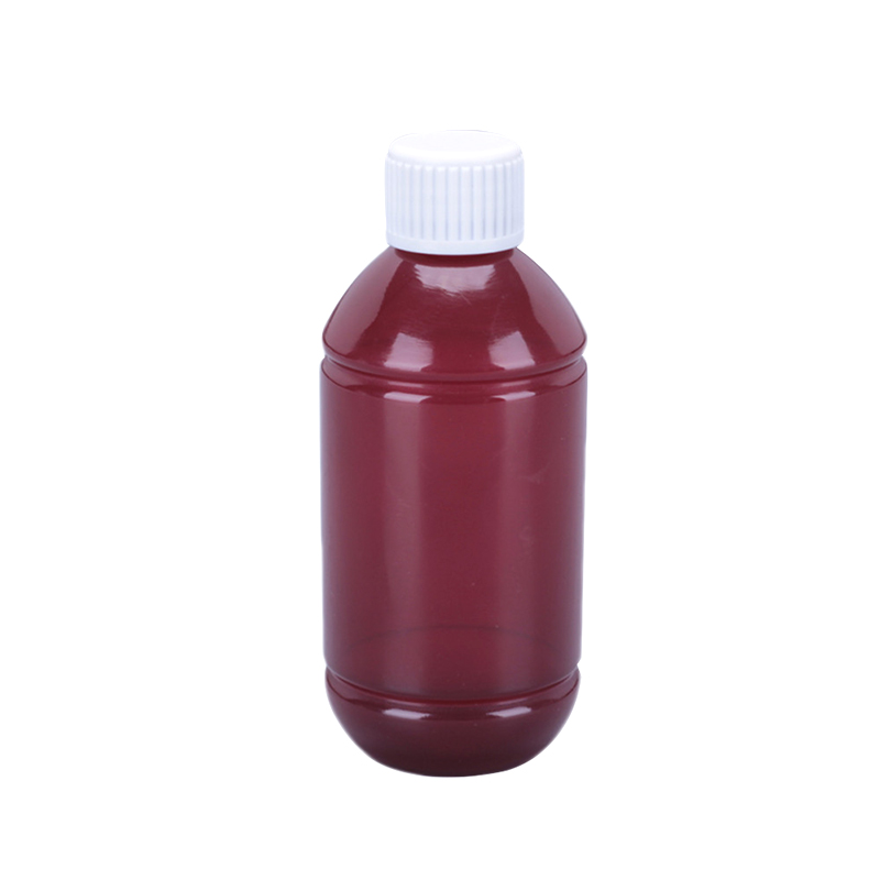 250ml high quality pharmaceutical empty pet amber plastic bottles cough syrup bottle for liquid SY-001